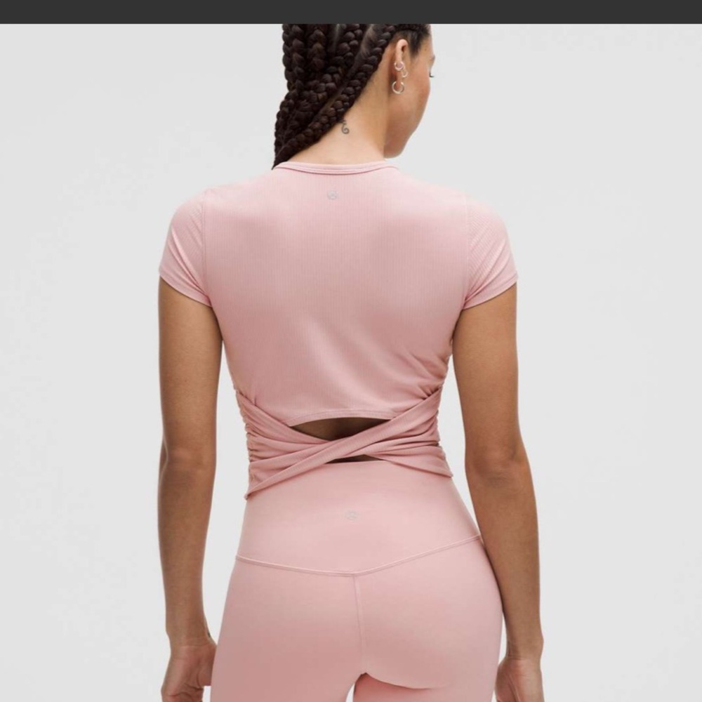 Lululemon All It Takes Back-Twist Rib Short Sleeve | Size 12 - Picture 7 of 8